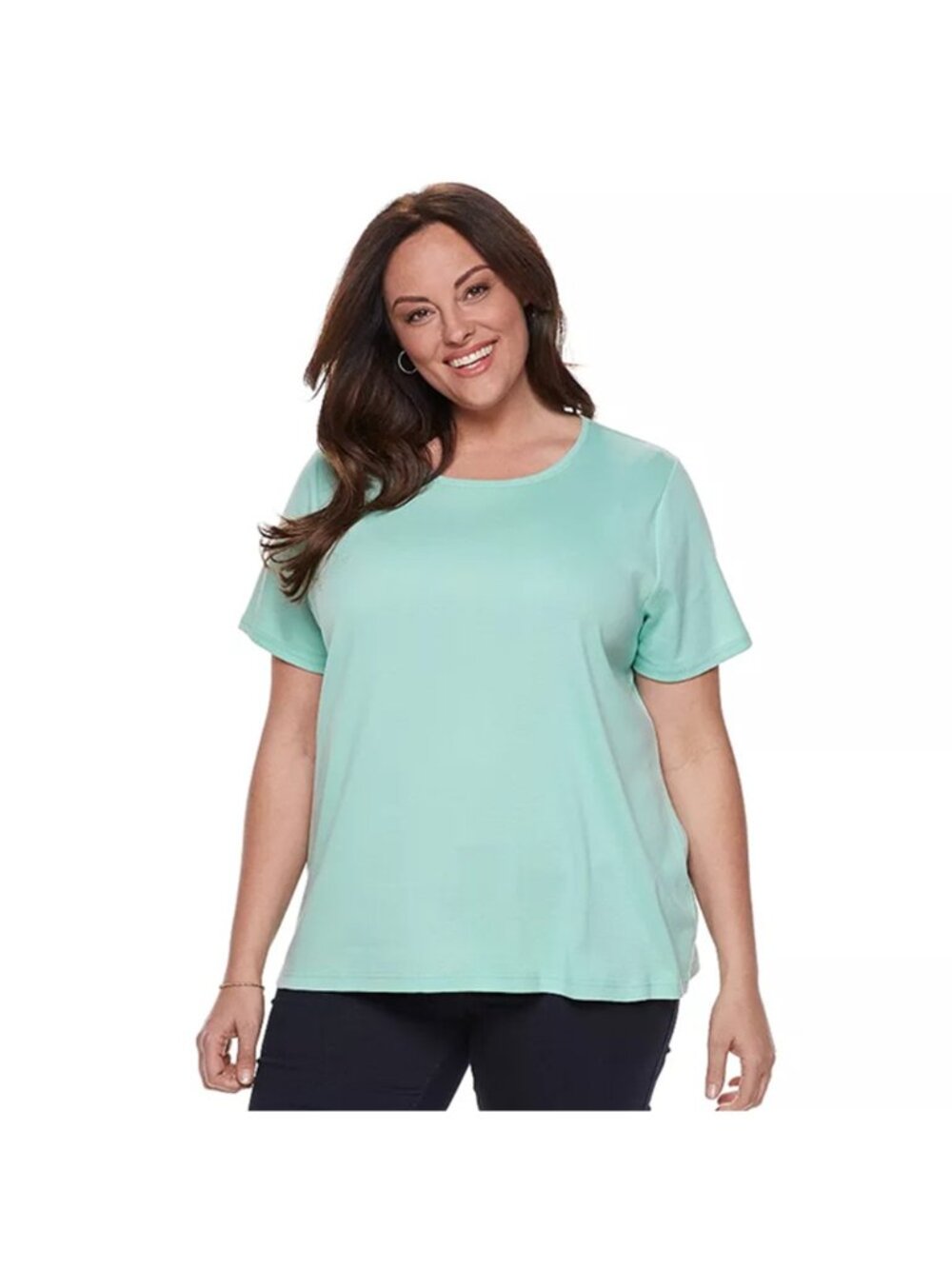 Croft & Barrow Women's 3X Plus Size Essential Crewneck Tee in Aqua